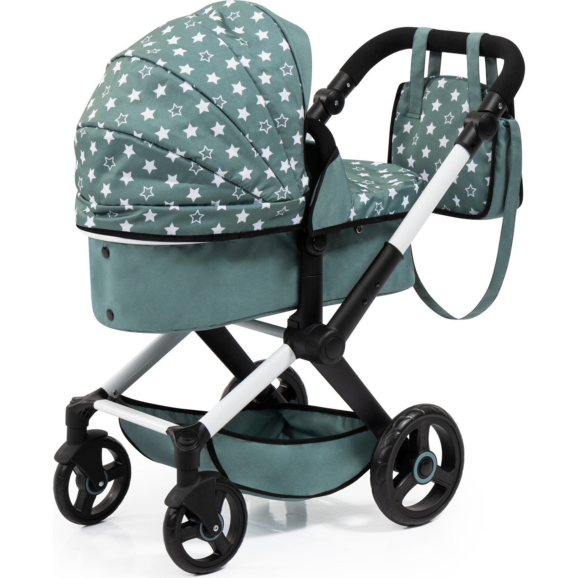 Bayer Design Dolls: Pram Xeo - Stars Green & White