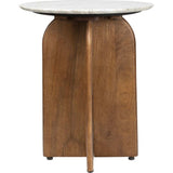 Naomi 18" Rustic Minimalist Marble/Wood X-Base Accent Table