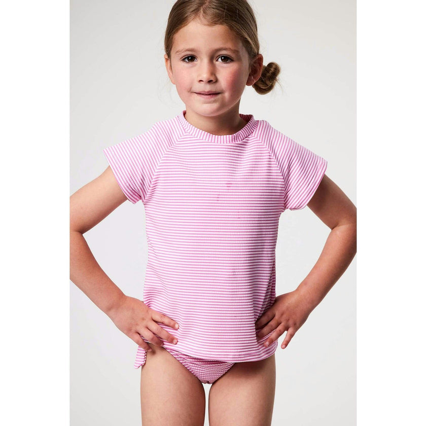 Raspberry Stripe SS Rash Top