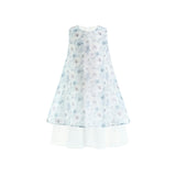 Blue Floral Sleeveless Layered Dress