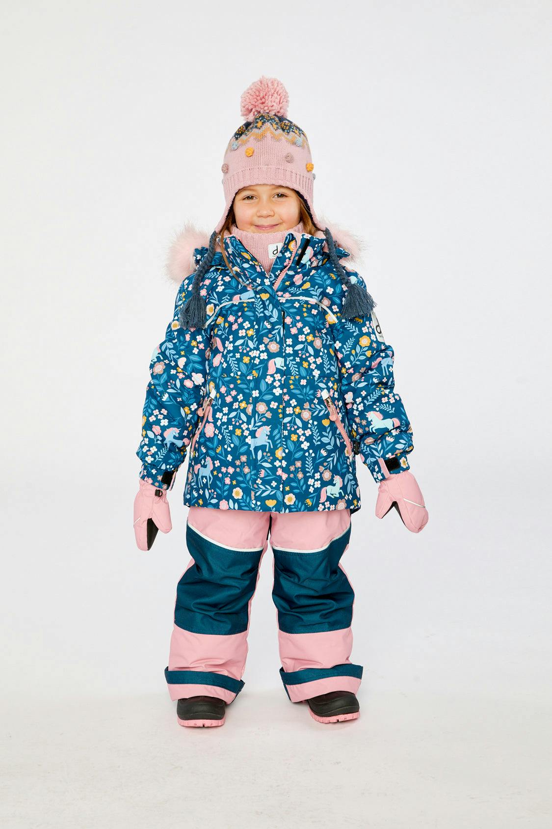 Two Piece Discover Snowsuit Blue And Pink Unicorn Print