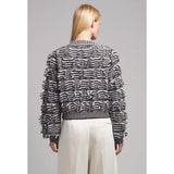 LUELLA STRIPE CARDI | IVORY + BLACK STRIPE