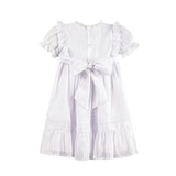 White Voile & Lace Tea Length Wedding Dress