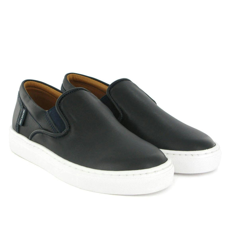 Slip On Sneaker in Smooth Leather, Dark blue