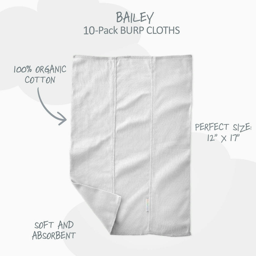 BAILEY 10-Pack BAILEY Burp Cloths