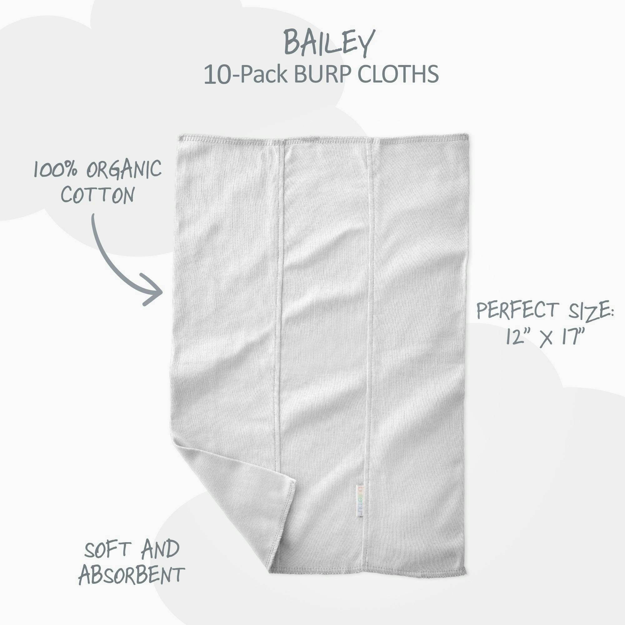BAILEY 10-Pack BAILEY Burp Cloths