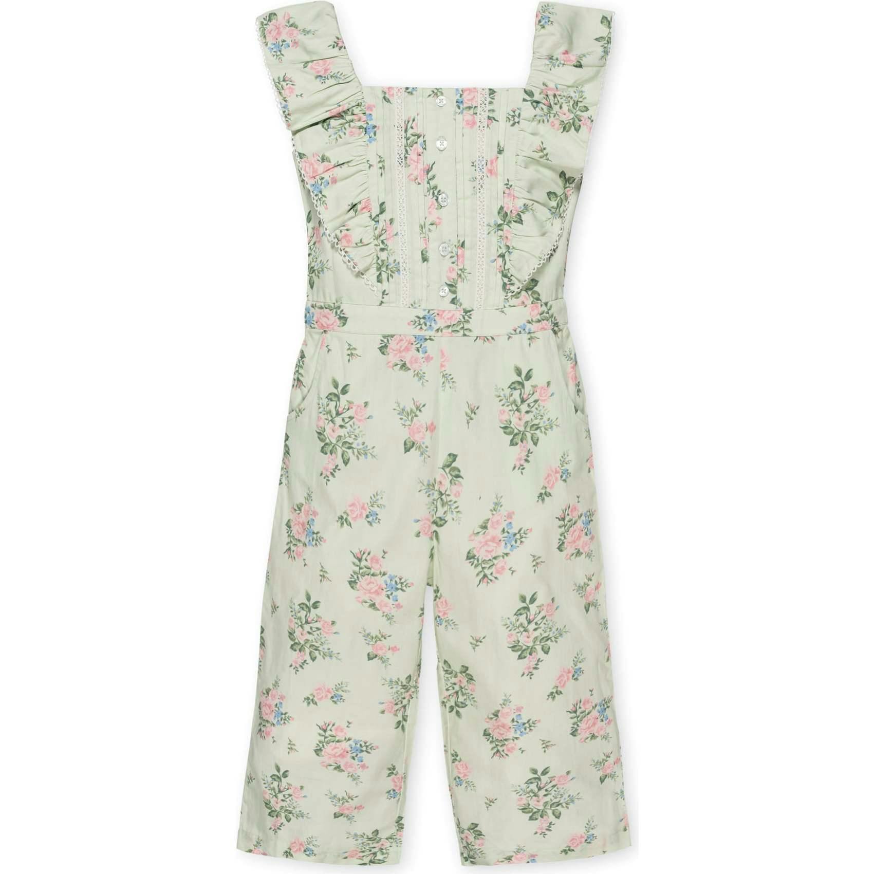 Organic Flutter Sleeve Sateen Jumpsuit, Green