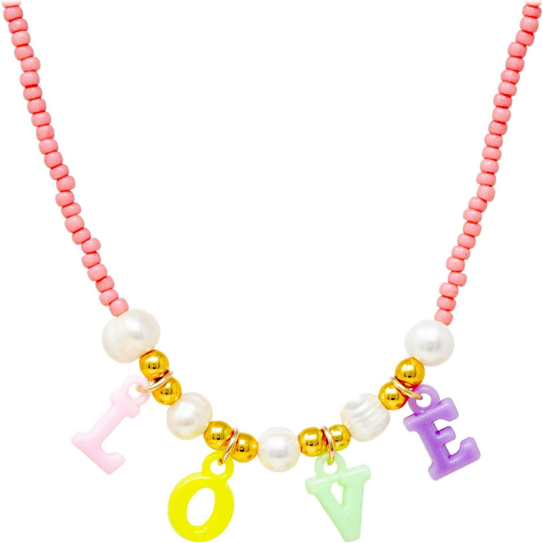 Love Pink Bead Necklace