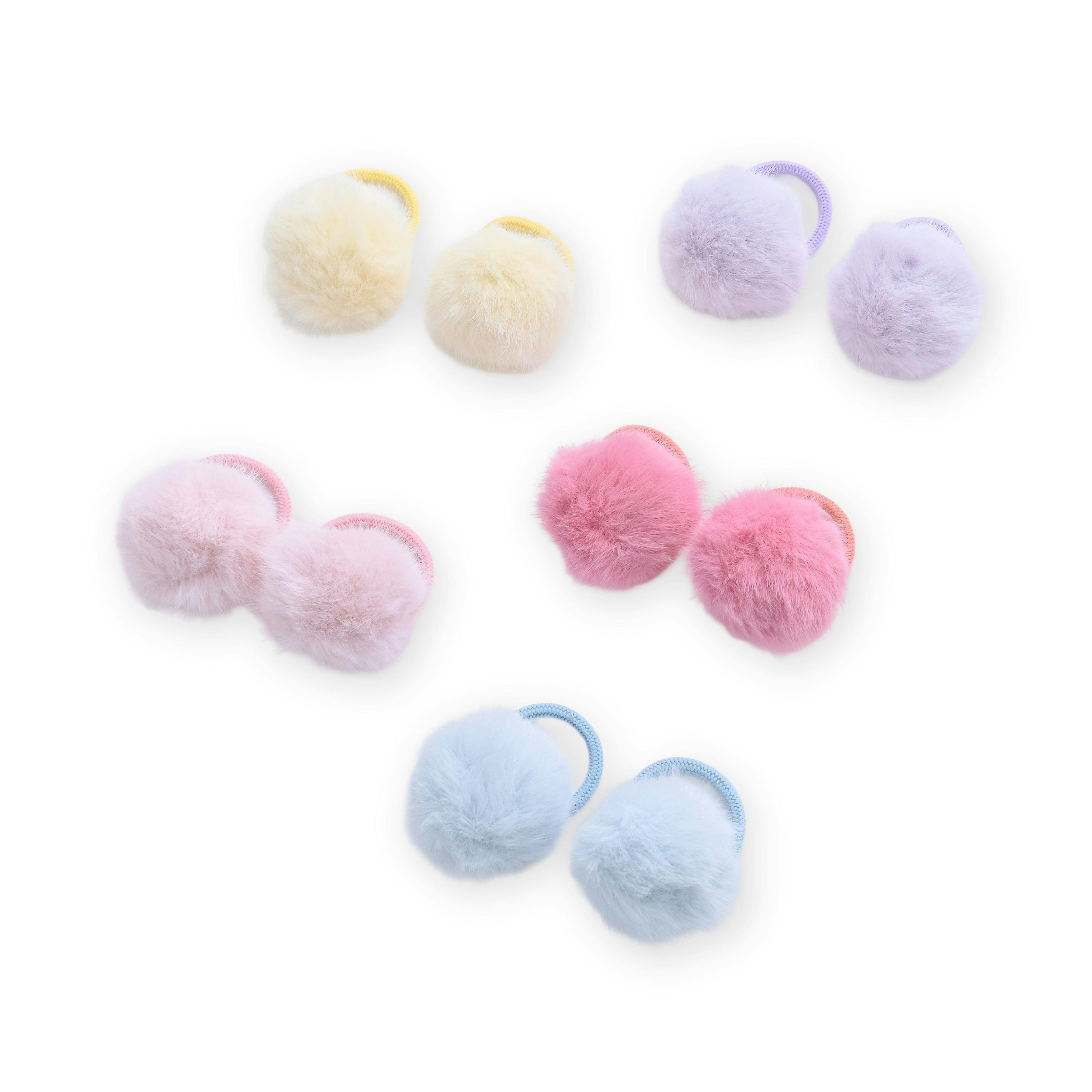 Fluffy Pom-Pom Hair Tie Set