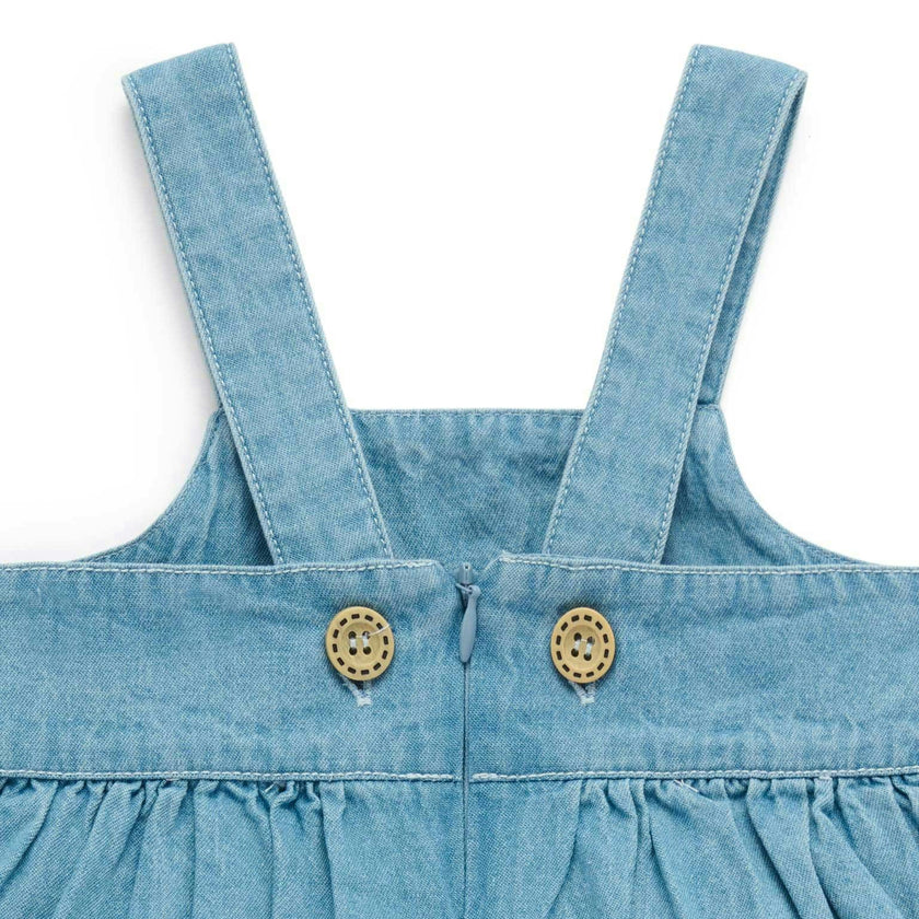 Embroidered Pinnie & Tee set Faded Denim