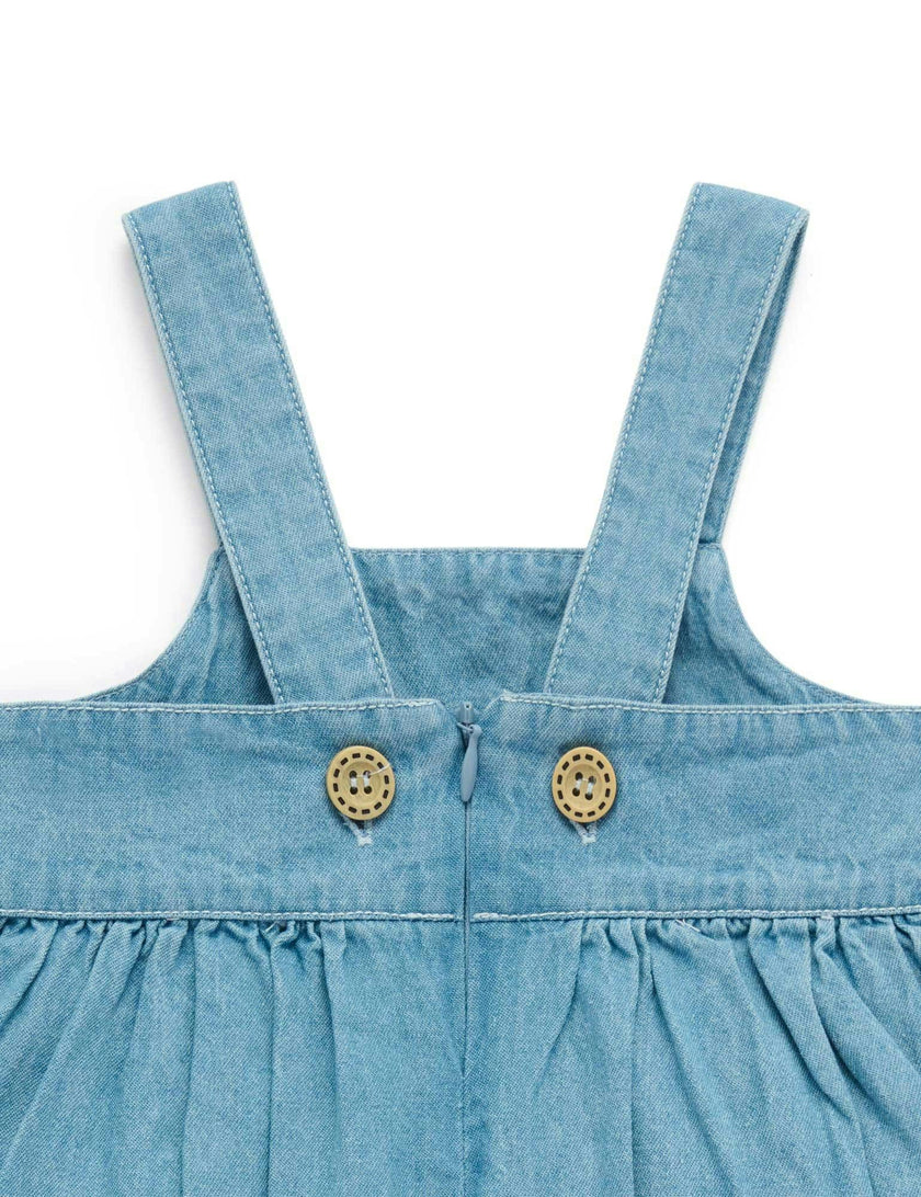 Embroidered Pinnie & Tee set Faded Denim