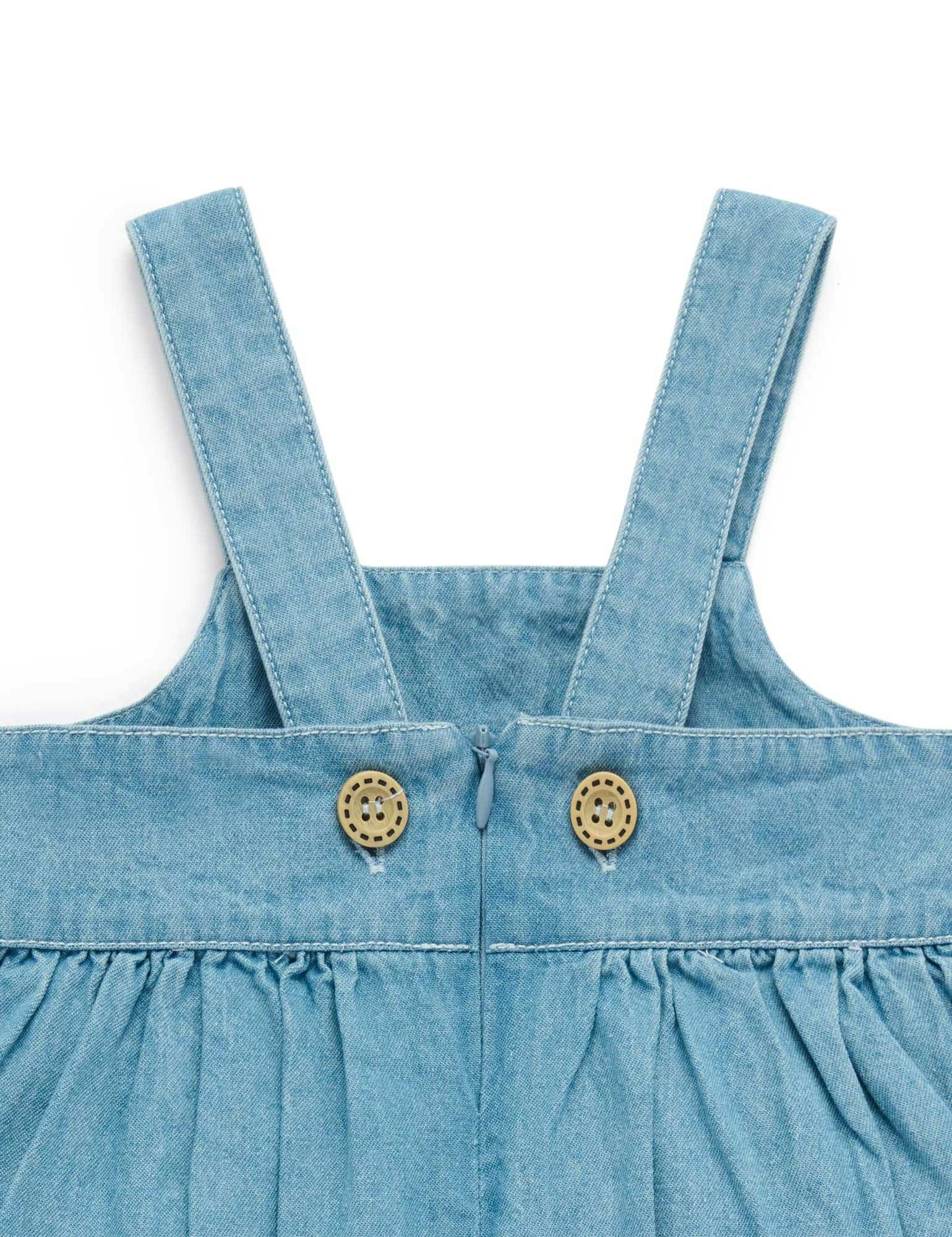 Embroidered Pinnie & Tee set Faded Denim