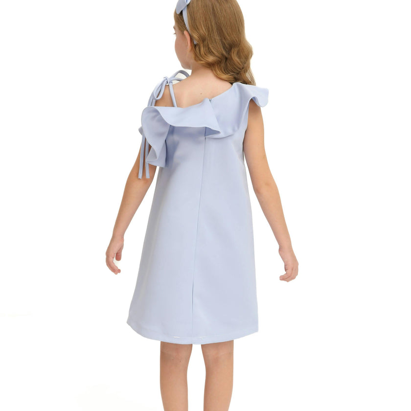 Blue Petulla Off Shoulder Ruffle Dress