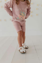 Girls Biker Shorts in Aqua Grey