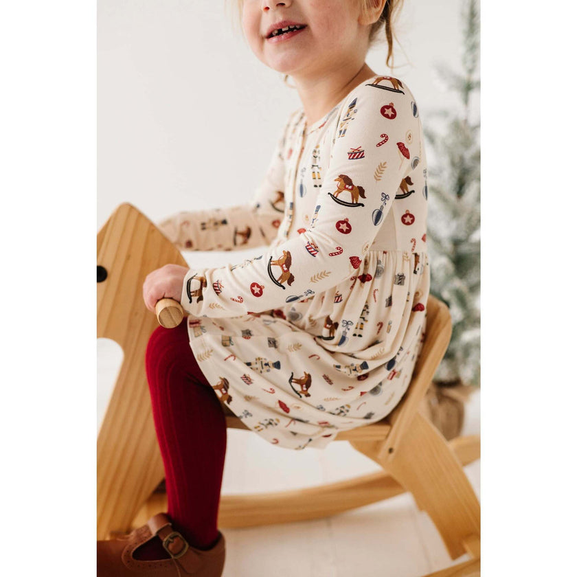 Long Sleeve Henley Dress Christmas Dogs