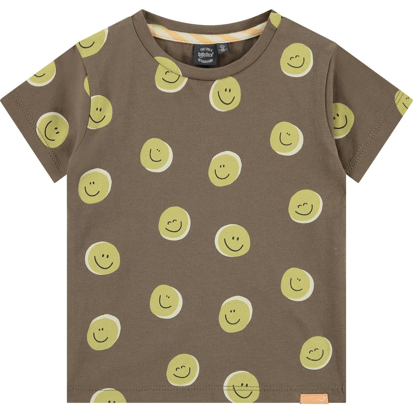 All Over Smiley Face Graphic Print T-Shirt
