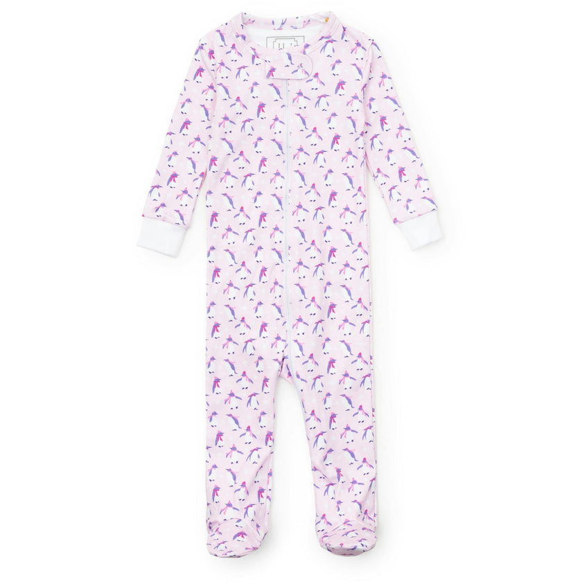 Parker Girls' Zipper Pajama Penguin Party Pink
