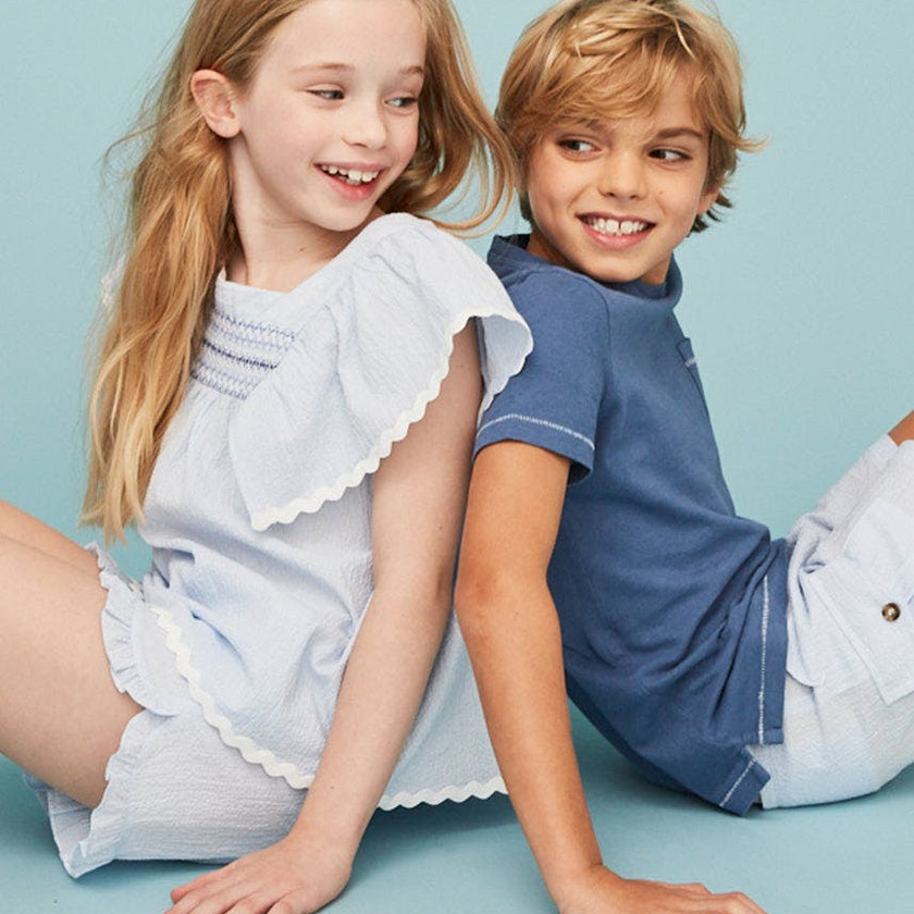 Seersucker Smocked Girl Blouse