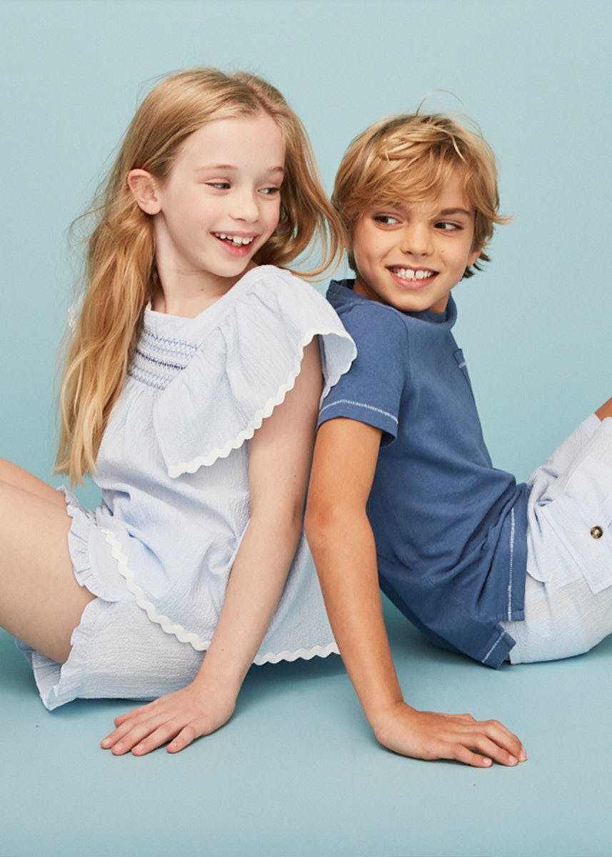 Seersucker Smocked Girl Blouse