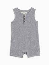 Percy Waffle Short Romper - Ashen