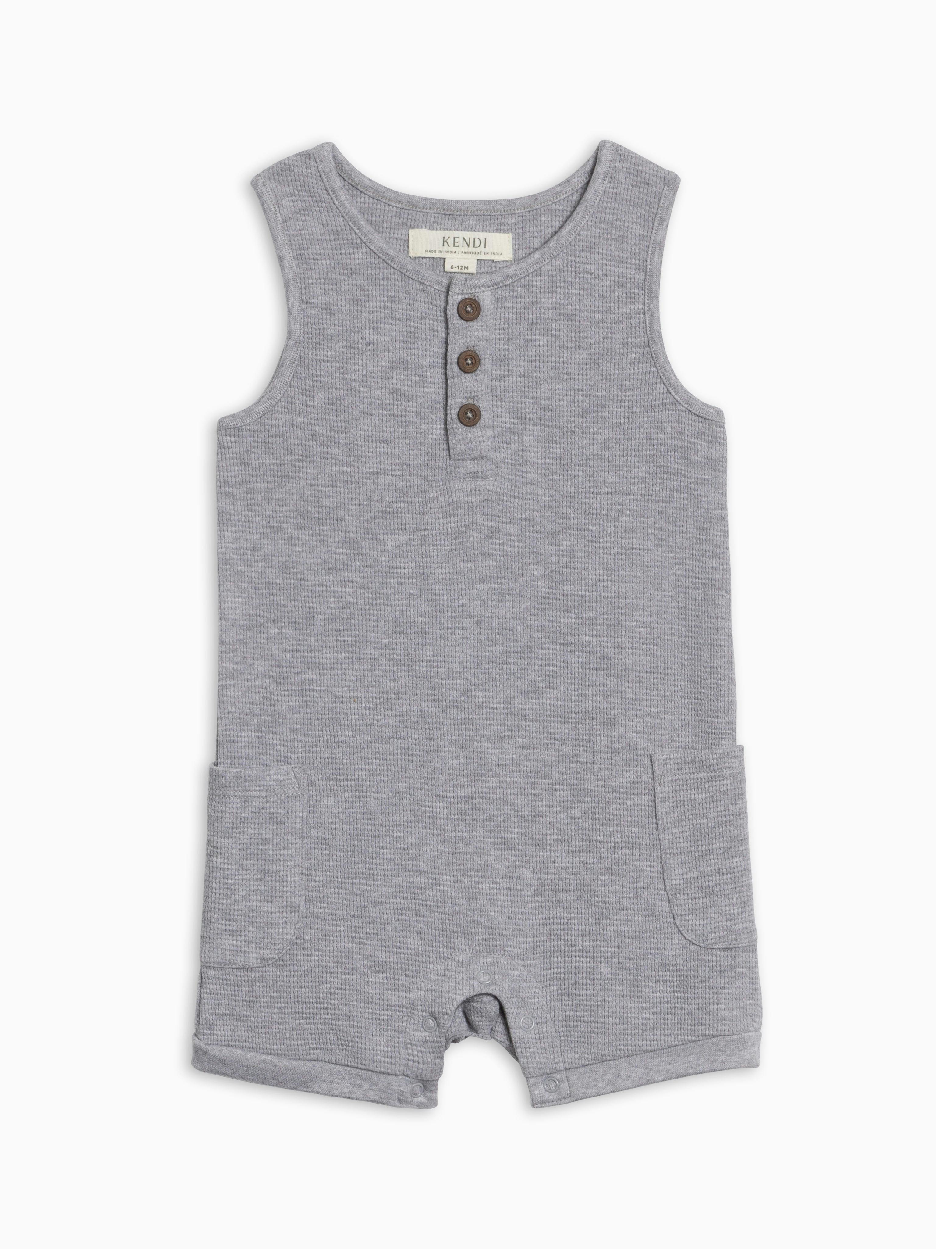 Percy Waffle Short Romper - Ashen
