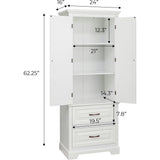 St. James Wooden Linen Tower Cabinet With 2 Drawers