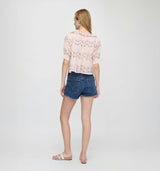 The Camri Top - Pink Floral Vine Scallop