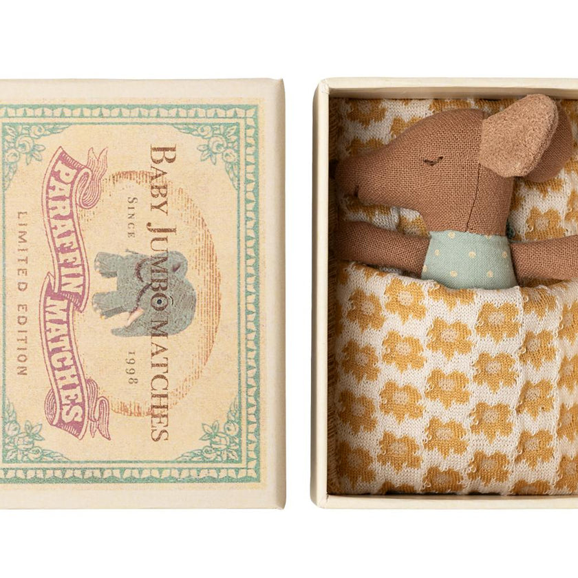 Sleepy wakey baby mouse in matchbox - Blue
