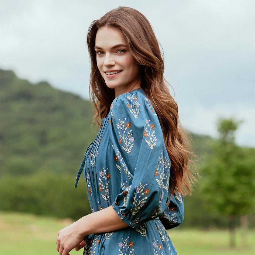 Womens Pintuck Indira Dress - Balsam Dewdrop