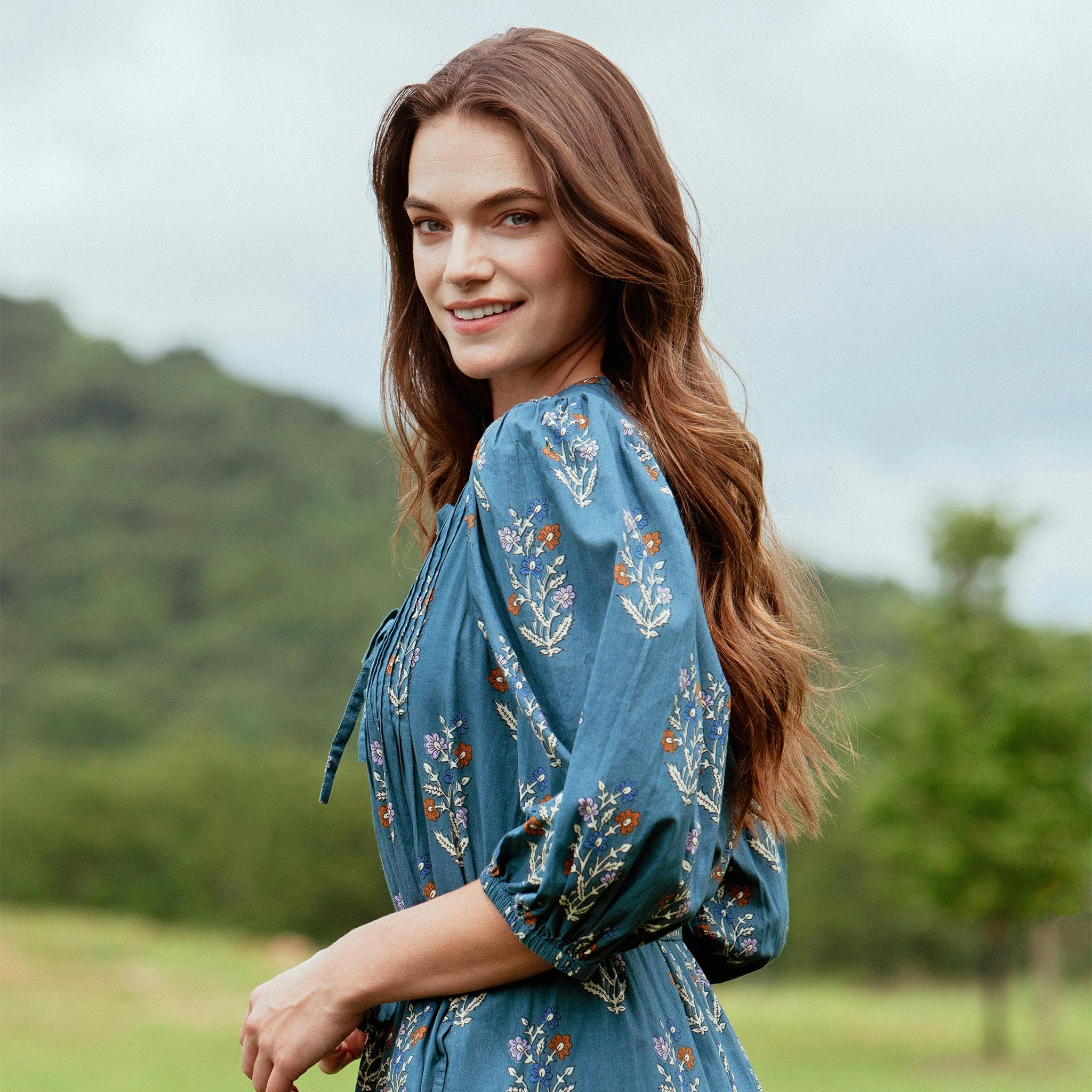 Womens Pintuck Indira Dress - Balsam Dewdrop
