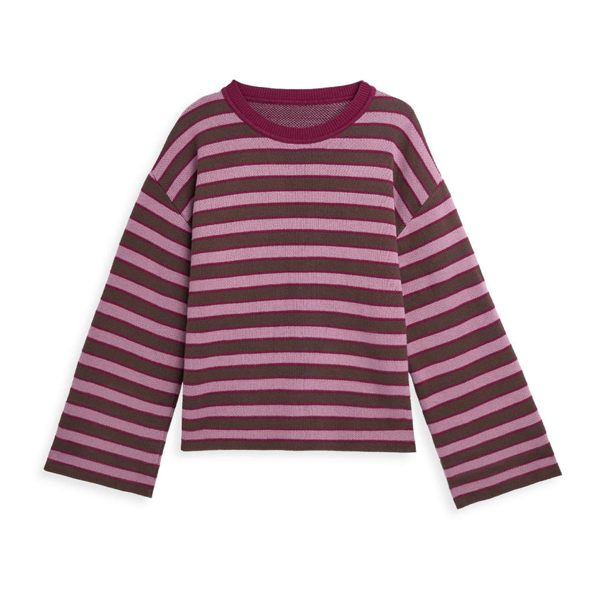 women's cotton sweater - berry stripes