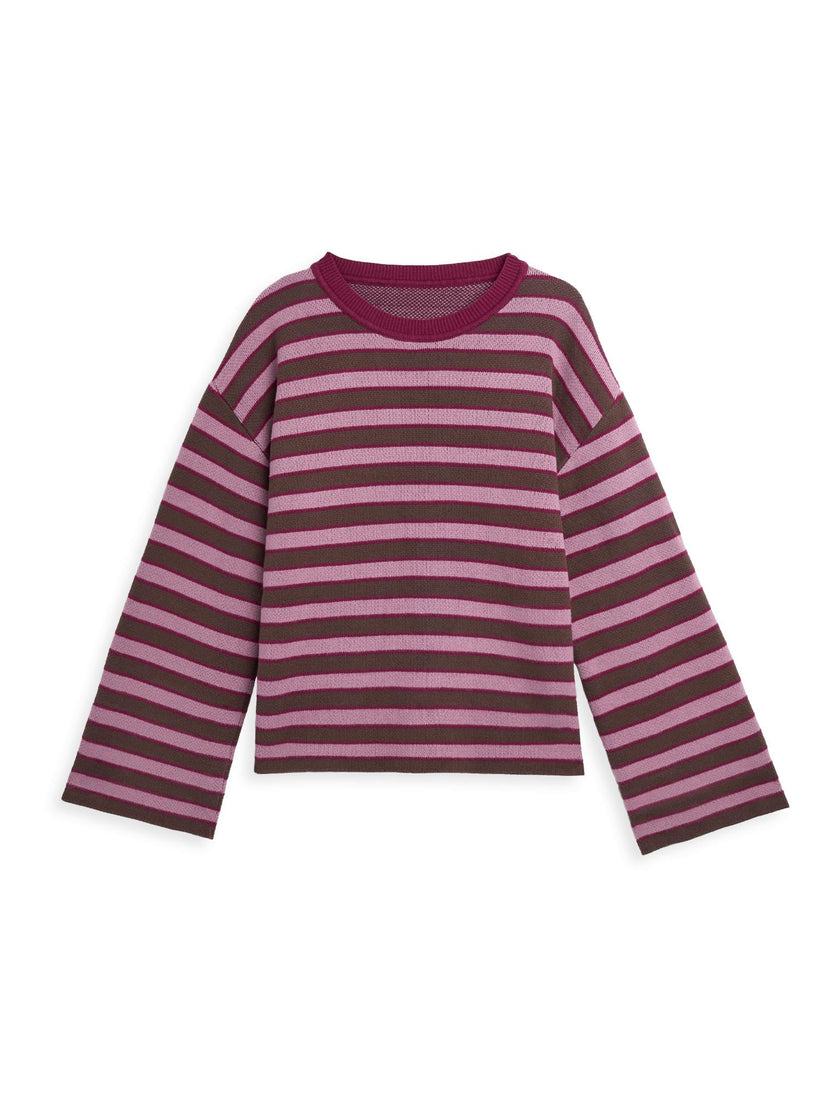 women's cotton sweater - berry stripes
