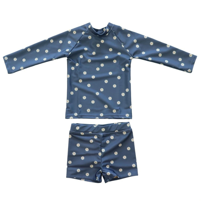 Kids Navy Daisy Swim Trunks