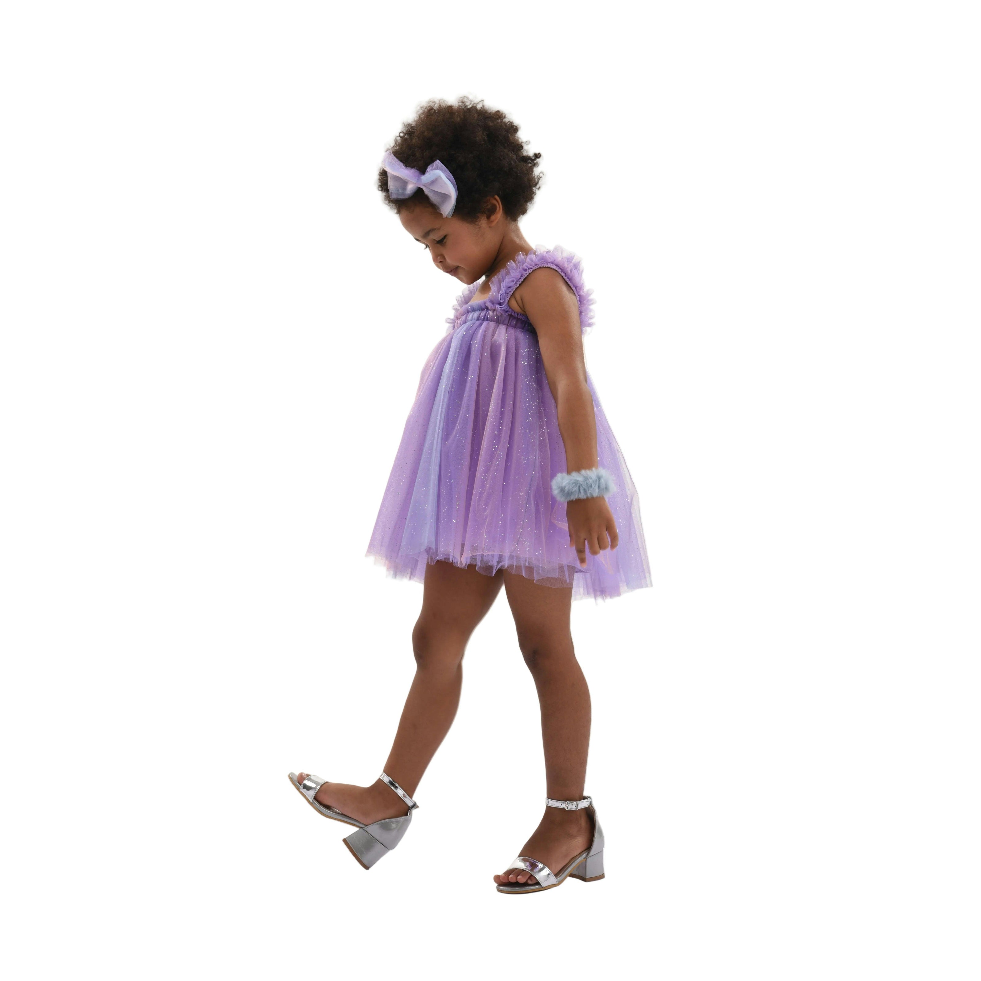 Purple Serenya Glitter Tulle Dress