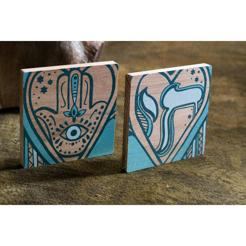 Yiddishkeit Printed Wood Block Chai