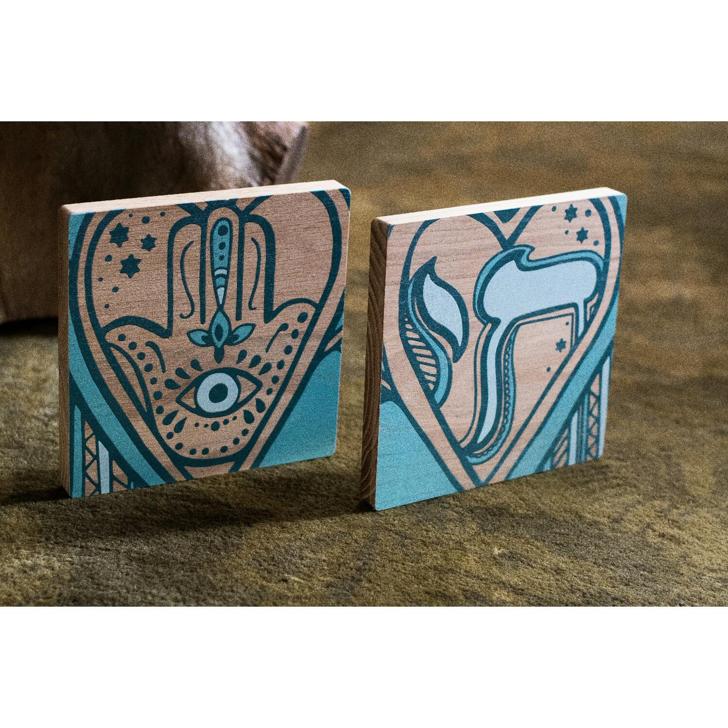 Yiddishkeit Printed Wood Block Chai