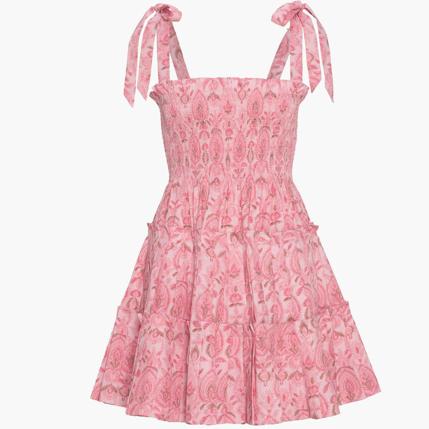 The Ribbon Charlotte Nap Dress - Pink Palm Ikat