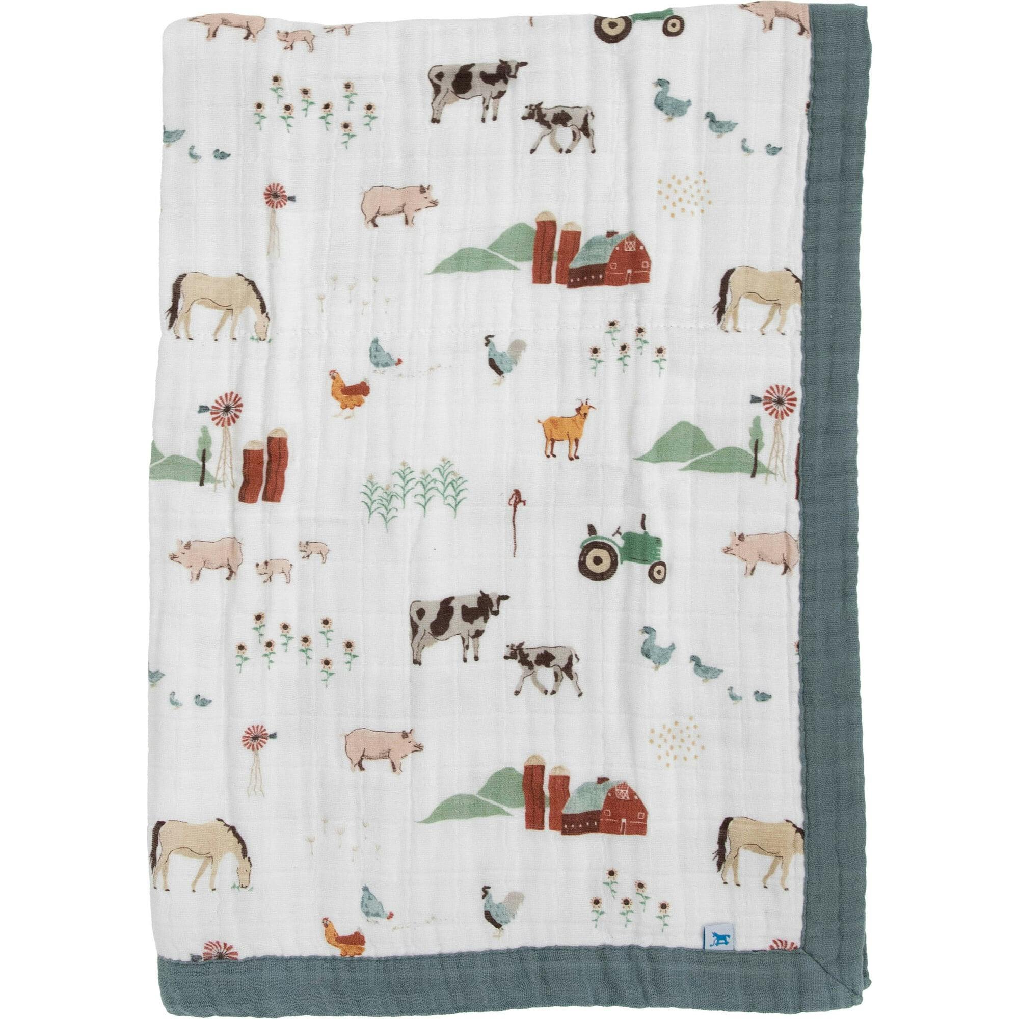 Cotton Muslin Baby Quilt - Farmyard
