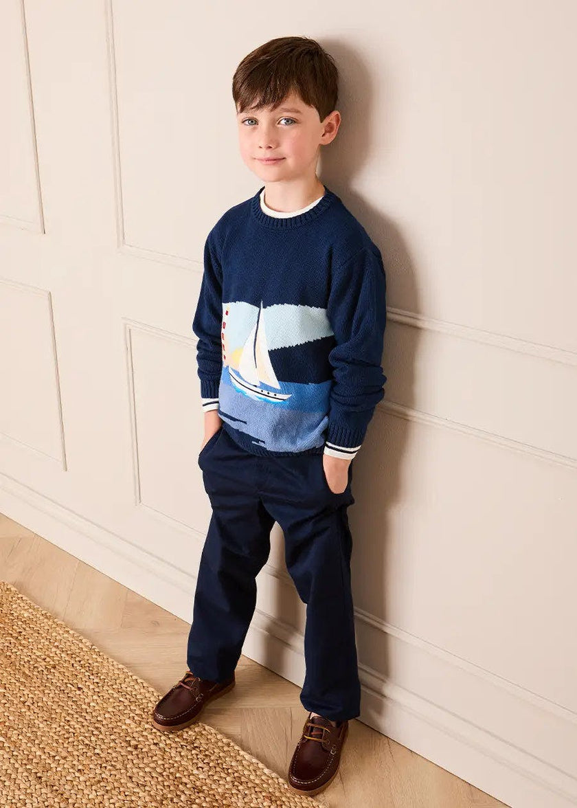 Seaside Postcard Knitted Jumper in Navy (18mths-6yrs)