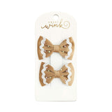 Gingerbread Christmas Velvet Bow Clip Set