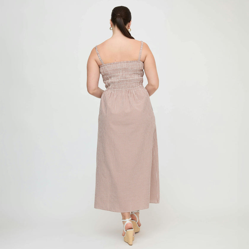 The Larissa Nap Dress - Cognac Gingham