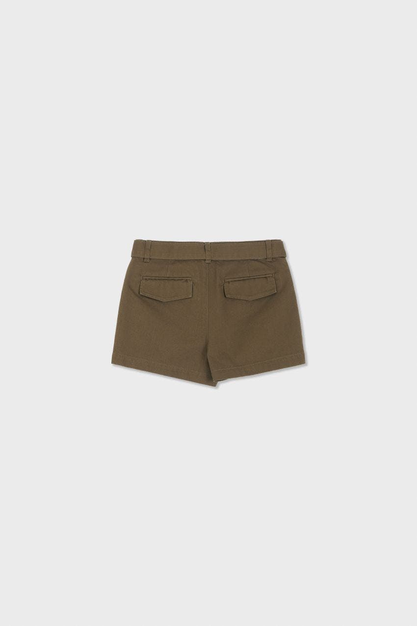Organic Cotton Cargo Front Short With Belt