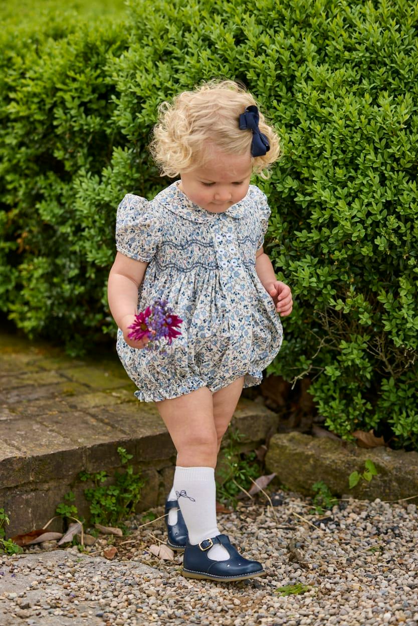 Smocked Bridget Bubble - Wisteria Floral