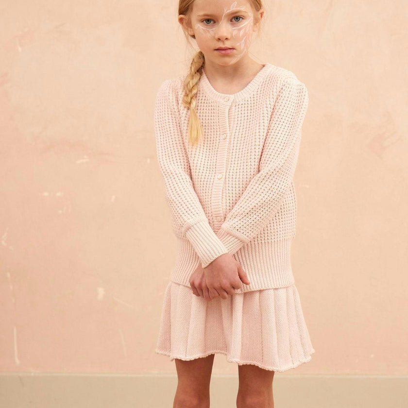 Waffle Knit Cardigan | Blush