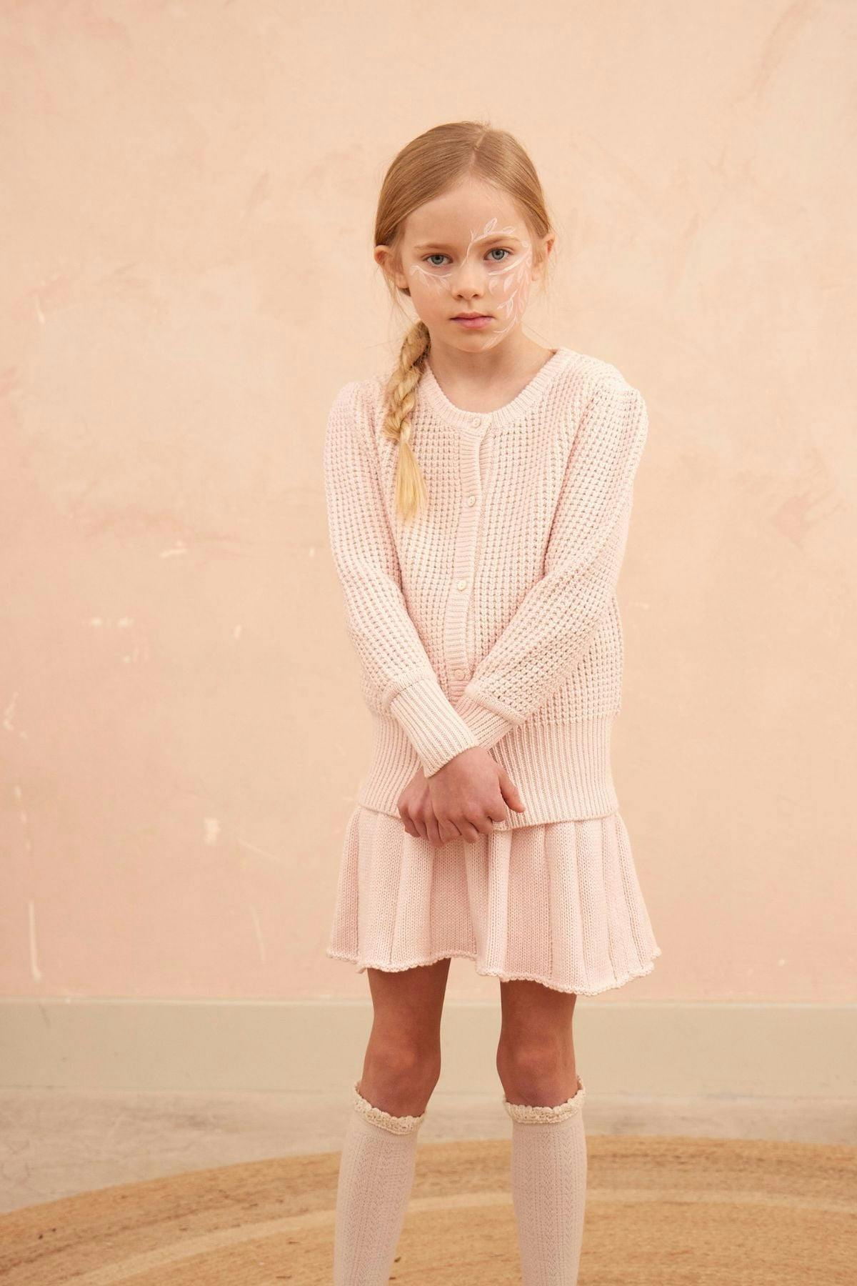 Waffle Knit Cardigan | Blush
