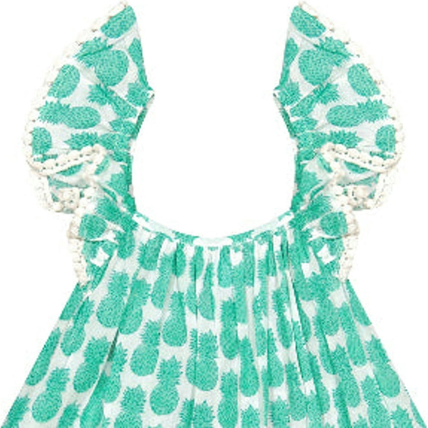 Mini Eva Girl's Dress Pineapple Crush Lagoon, Green