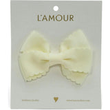 Grosgrain Scalloped Bow Hair Clip (Buttercream)
