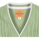 Organic Cable Cardigan Sweater with Tipping, Green