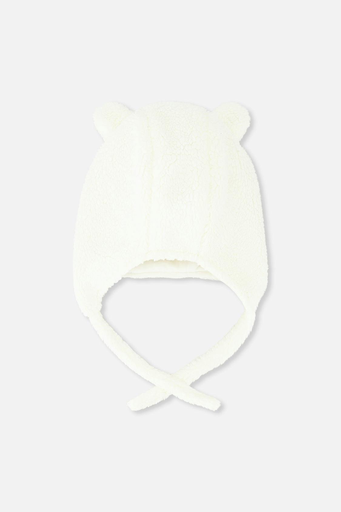 Baby Winter Sherpa Hat With Ear Flaps And Ears Off-White