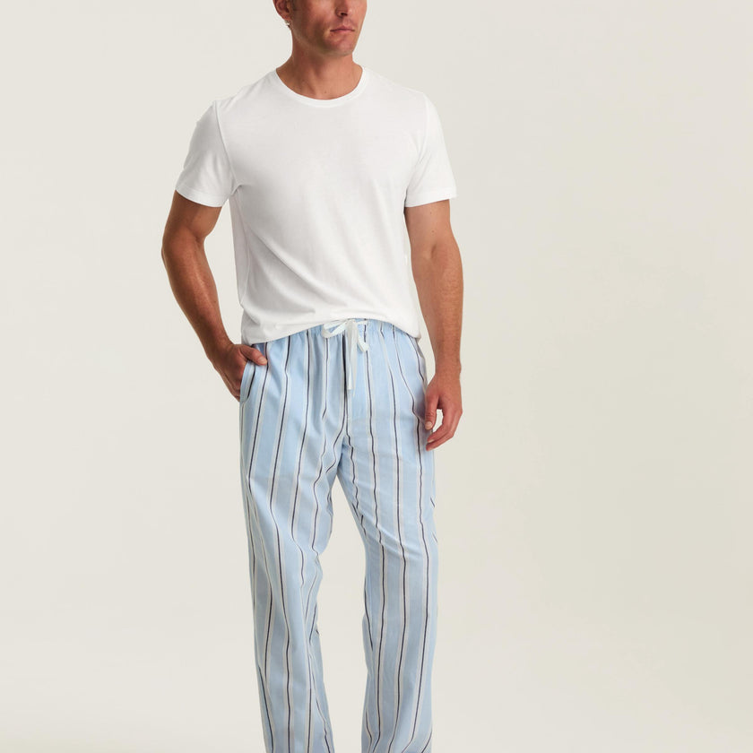 Men's Twill Pajama Pants in Coastal Stripe